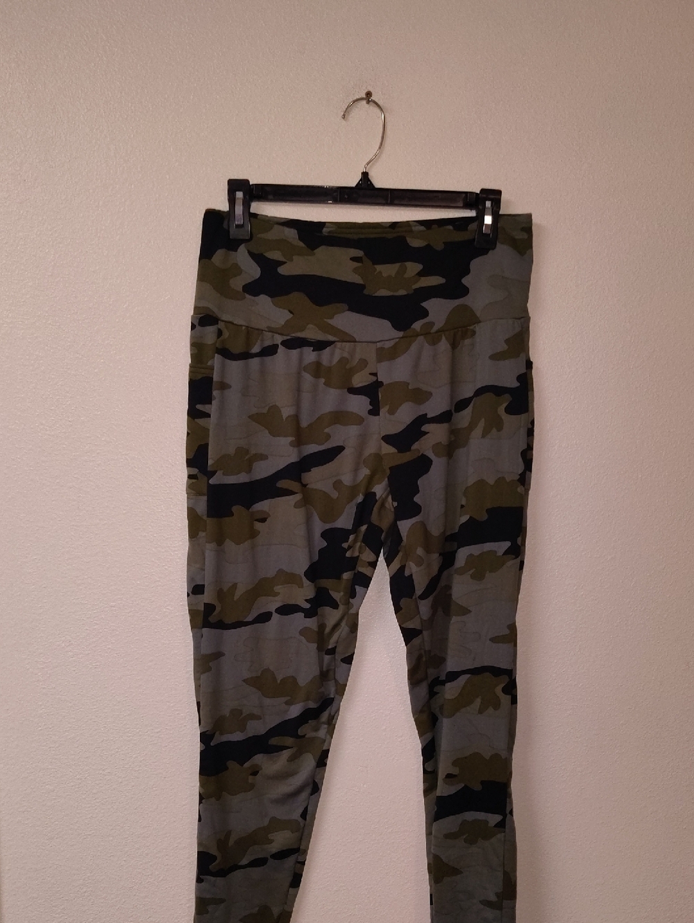 One Step Up‎ Camo High Waisted Pocket Leggings Green Black Size 1X Camouflage